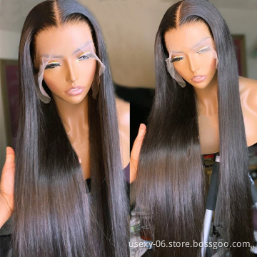 Vendor Hd Transparent Swiss Lace Front Wig Human Hair 360 Lace Frontal Wig Straight Glueless Brazilian 100% Virgin Full Lace Wig